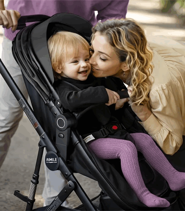 3-in-1 Foldable Stroller, Multi-Functional Youngsters Carriage with One-Handed Open/Close, Compact Design, Grey/Green, Metal Frame, Canopy Included, 0-18 Months Seat Capacity, Youngsters Travel Gear|Modern Stroller|Secure Canopy, Youngsters Stroller